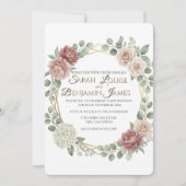 Elegant Dusty Rose Geometric Floral Watercolor  招待状 (正面)