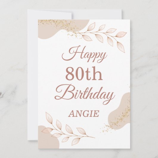 Elegant Dusty Rose Gold 80th Birthday Card シーズンカード (正面)