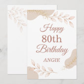 Elegant Dusty Rose Gold 80th Birthday Card シーズンカード (正面/裏面)