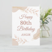 Elegant Dusty Rose Gold 80th Birthday Card シーズンカード (スタンド正面)