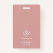 Elegant Dusty Rose Minimalist Employee Photo バッジ (裏面)