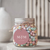 Elegant Dusty Rose Monogram Script Wedding フェイバータグ