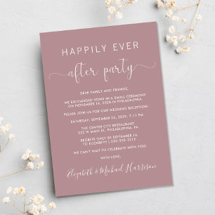 Elegant Dusty Rose Photo Wedding Reception 招待状