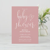 Elegant Dusty Rose Pink All In One Baby Shower 招待状 (スタンド正面)