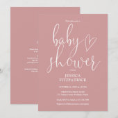 Elegant Dusty Rose Pink All In One Baby Shower 招待状 (正面/裏面)
