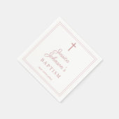 Elegant Dusty Rose Pink Border Baptism スタンダードカクテルナプキン (角)