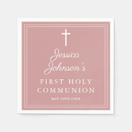 Elegant Dusty Rose Pink First Holy Communion スタンダードカクテルナプキン