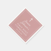 Elegant Dusty Rose Pink First Holy Communion スタンダードカクテルナプキン (角)