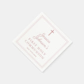 Elegant Dusty Rose Pink First Holy Communion スタンダードカクテルナプキン (角)