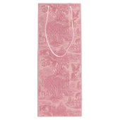 Elegant Dusty Rose Pink Rococo Revival Toile ワインギフトバッグ (裏面)