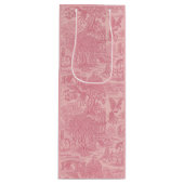 Elegant Dusty Rose Pink Rococo Revival Toile ワインギフトバッグ (正面)