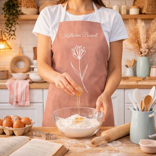 Elegant Dusty Rose Simple Flower Name エプロン