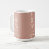 Elegant Dusty Rose Simple Flower Name コーヒーマグカップ (正面左)