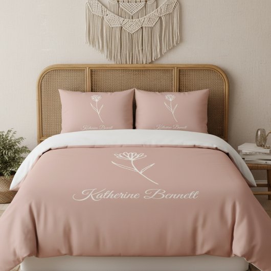 Elegant Dusty Rose Simple Flower Name 枕カバー
