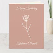 Elegant Dusty Rose Simple Flower Name Birthday カード (正面)