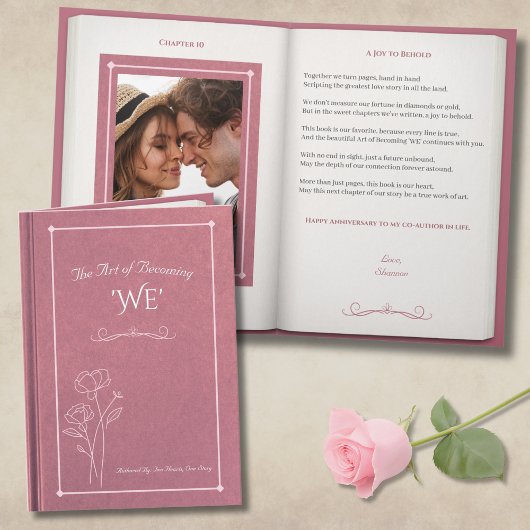 Elegant Dusty Rose Storybook Photo Anniversary カード
