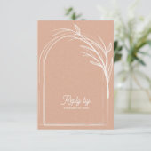 Elegant Dusty Rose With QR Code Wedding Reply By 出欠カード (スタンド正面)