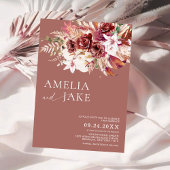 Elegant Dusty Rosewood Burgundy Blush Wedding 招待状