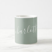 Elegant Dusty Sage Script Modern Name Personalized コーヒーマグカップ (中央)