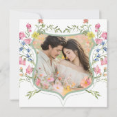 Elegant Dusty Sage Wildflower Crest Photo Wedding セーブザデート (裏面)
