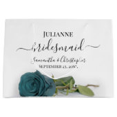 Elegant Dusty Teal Rose Posh Bridesmaid Wedding ラージペーパーバッグ (正面)
