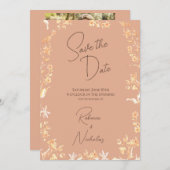 Elegant Dusty Terracotta Copper Wildflower 2 Photo セーブザデート (正面/裏面)