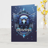 Elegant Eagle Logo Greeting Card | Stylish Minimal カード (黄色い花)