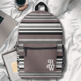 Elegant Earth Tones Brown Savannah Stripes Pattern プリントバックパック