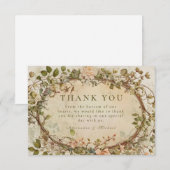 Elegant Earthy Boho Floral Arch Wedding サンキューカード (正面/裏面)