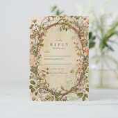 Elegant Earthy Boho Floral Arch Wedding 出欠カード (スタンド正面)