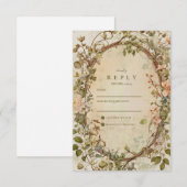 Elegant Earthy Boho Floral Arch Wedding 出欠カード (正面/裏面)