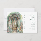 Elegant Earthy Botanical Garden Photo Wedding セーブザデート (正面)