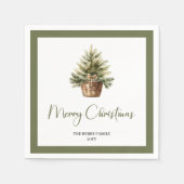 Elegant Earthy Christmas Tree Personalized Napkins スタンダードカクテルナプキン (正面)