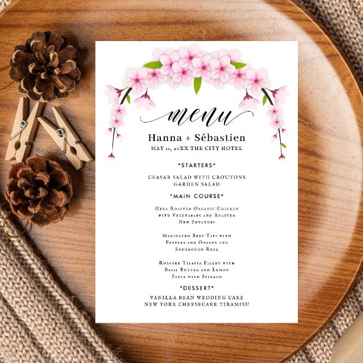 Elegant Earthy Greenery Watercolor Wedding Menu メニュー