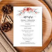Elegant Earthy Greenery Watercolor Wedding Menu メニュー