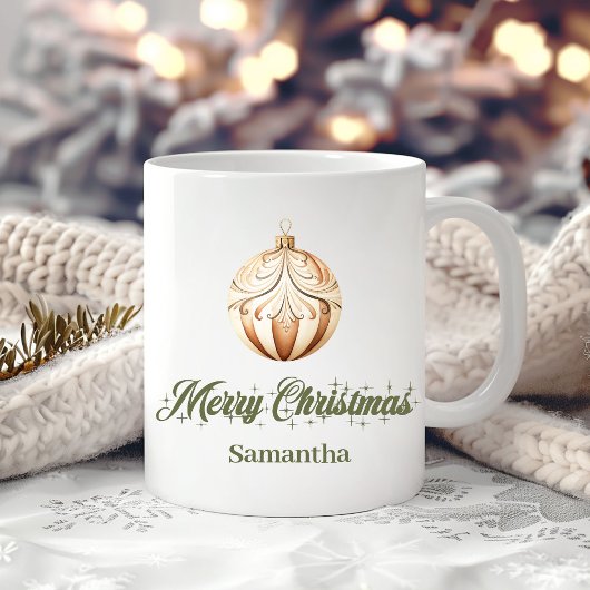 Elegant earthy Nordic neutral style custom name コーヒーマグカップ