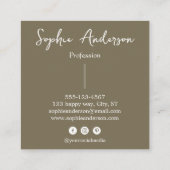 Elegant Earthy Olive Script Bow       スクエア名刺 (裏面)