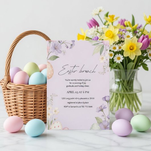 Elegant Easter Brunch | Pastel Floral Spring 招待状