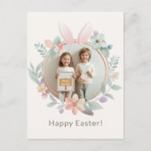 Elegant Easter Bunny Wreath Photo Postcard ポストカード (正面)