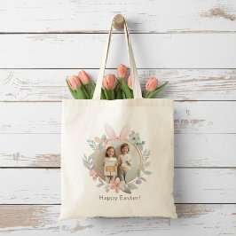 Elegant Easter Bunny Wreath Photo Tote Bag トートバッグ