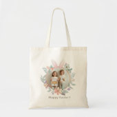 Elegant Easter Bunny Wreath Photo Tote Bag トートバッグ (正面)