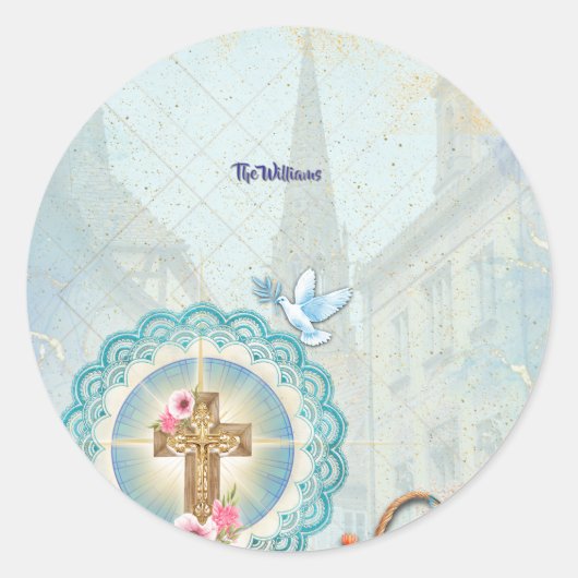 Elegant Easter Cupcake Toppers ラウンドシール (正面)