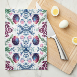 Elegant Easter Egg Botanical Art キッチンタオル