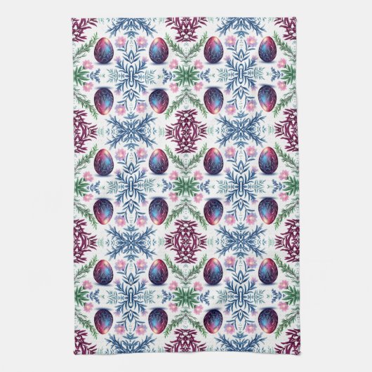 Elegant Easter Egg Botanical Art キッチンタオル (縦)