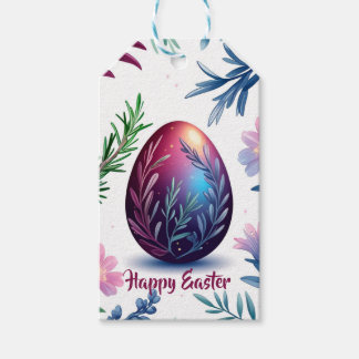 Elegant Easter Egg Botanical Art ギフトタグ