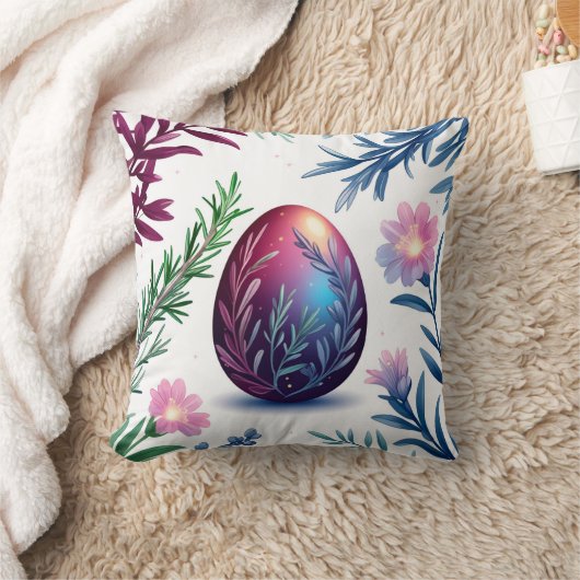 Elegant Easter Egg Botanical Art クッション (ブランケット)