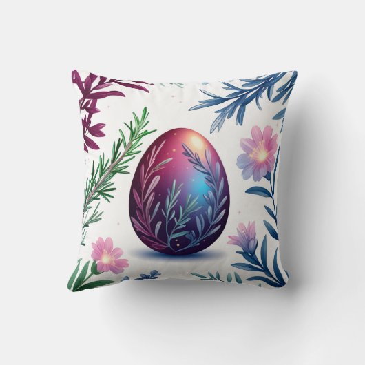 Elegant Easter Egg Botanical Art クッション (裏面)