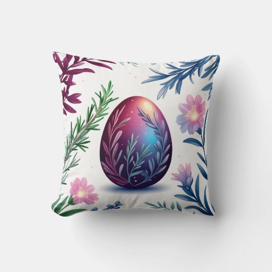 Elegant Easter Egg Botanical Art クッション (正面)