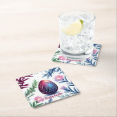 Elegant Easter Egg Botanical Art スクエアペーパーコースター (インサイチュ)