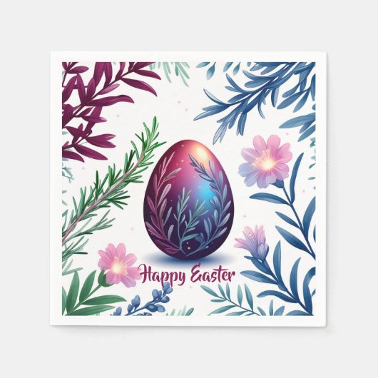 Elegant Easter Egg Botanical Art スタンダードカクテルナプキン (正面)